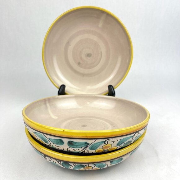 Vintage Hand Painted Italian Pottery Cereal Bowls Set of 3 - Picture 1 of 12